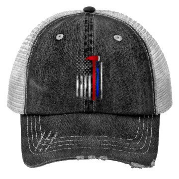 Discover Thin Red Blue Line American Flag Axe Firefighter Trucker Hats