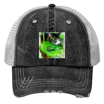 Discover Unlikely Friends - Cat and Frog Trucker Hats