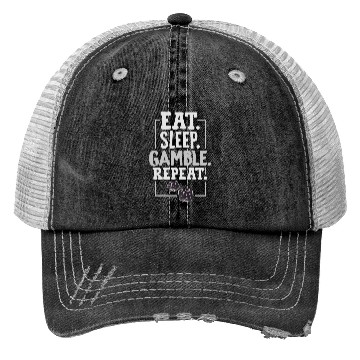 Discover Casino Eat Sleep Gamble Repeat Dice Craps Trucker Hats