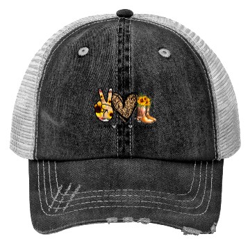 Discover Sunflower Peace Love Country Cowgirl Midwest Boot Trucker Hats