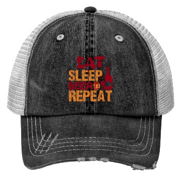 Discover Eat Sleep Beer Repeat- Funny Drinking Trucker Hats