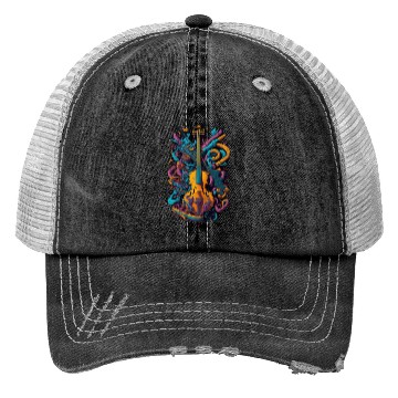 Discover detailed illustration electric guitar white back Trucker Hats