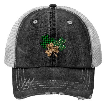 Discover Lucky Leopard Shamrock St Patric Day Trucker Hats