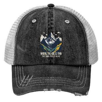 Discover Mountaineering Quote Vintage Mountain Trucker Hats