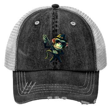 Discover Zombie Monkey with guitar Trucker Hats
