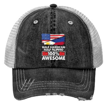 Discover Flag Half American Half Filipino Roots 100 Awesome Trucker Hats