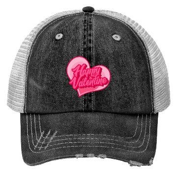 Discover Happy Valentine typography Trucker Hats