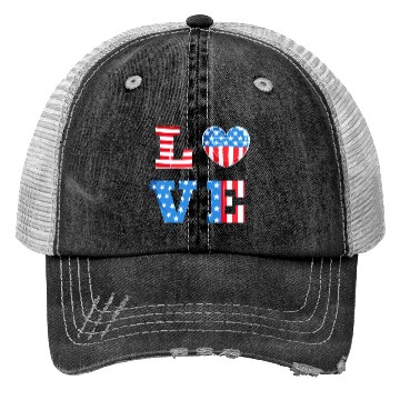 Discover LOVE America Independence Day USA Patriots Trucker Hats