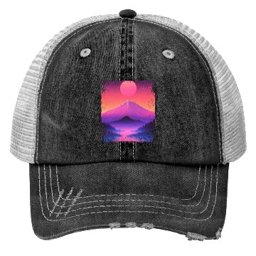 Discover Mount Fuji Aesthetic Japan Sight Vaporwave Volcano Trucker Hats