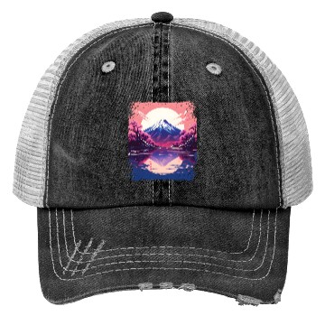 Discover Vaporwave Aesthetic Japan Sight Mount Fuji Volcano Trucker Hats