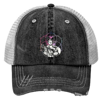 Discover Buddha - Playing Guitar - Yoga Buddhist - Yogi Trucker Hats