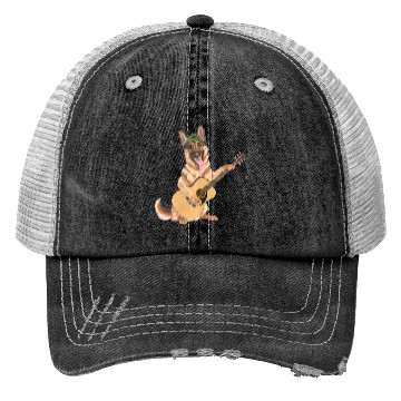 Discover Dog playing the acoustic guitar - German Shepherd Trucker Hats