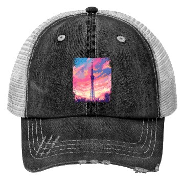 Discover Vaporwave Aesthetic Skytree Tokyo Japanese Sight Trucker Hats