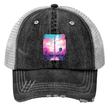 Discover Aesthetic Skytree Tokyo Vaporwave Japanese Sight Trucker Hats