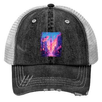 Discover Vaporwave Aesthetic Japanese Skytree Tokyo Sight Trucker Hats