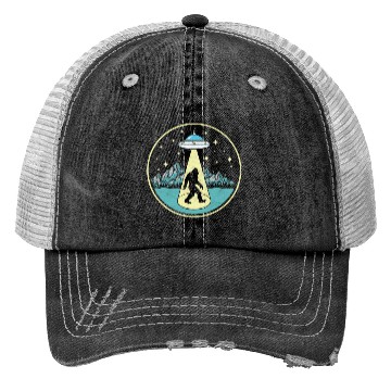 Discover Bigfoot Abduction Sasquatch Ufo Alien Trucker Hats