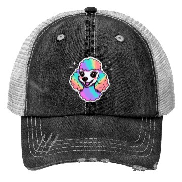Discover Rainbow Poodle Dog Lover Puppy Trucker Hats