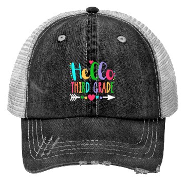 Discover Hello Third Grade Heart Teacher Student Back To Trucker Hats
