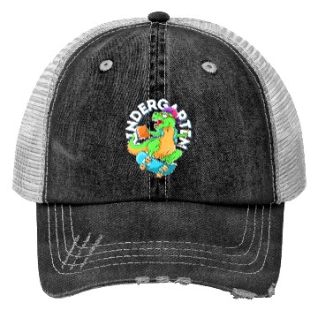 Discover Back to School Kindergarten Dinosaur Riding Trucker Hats
