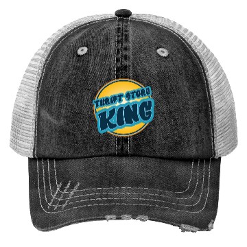 Discover Thrift Store Kking blue orange Trucker Hats