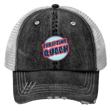 Discover Thrifting Queen red blue Trucker Hats