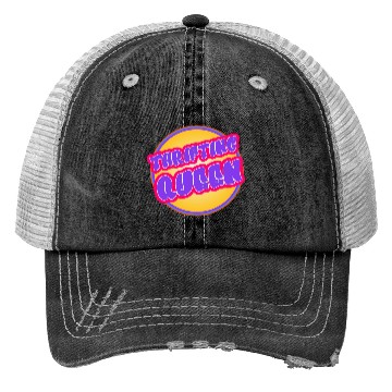 Discover Thrifting Queen purple yellow Trucker Hats