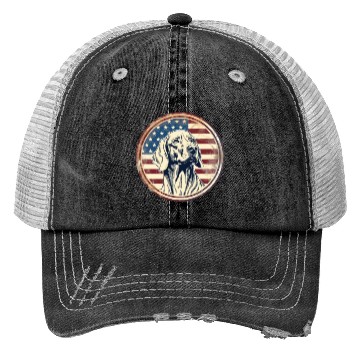 Discover American Flag Dog Design Trucker Hats