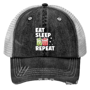 Discover Eat Sleep Boba Tea Repeat Bubble Tea Lover Drinker Trucker Hats