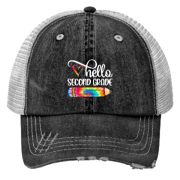Discover Tie Dye Pencil Hello First Grade Back To School Trucker Hats