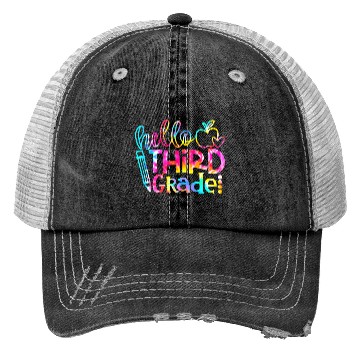 Discover Tie Dye Hello 3rd Grade Teacher Student Back To Trucker Hats