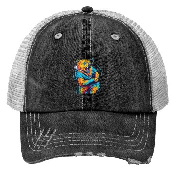 Discover Golfer Grizzly Bear Golf Club Golfing Golf Player Trucker Hats