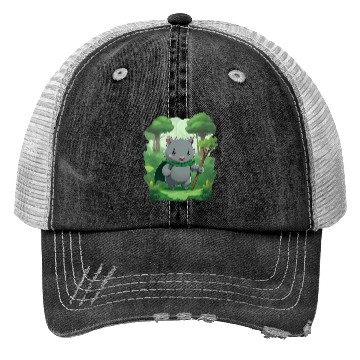 Discover Wombat Hero - Green Cape Wombat Trucker Hats