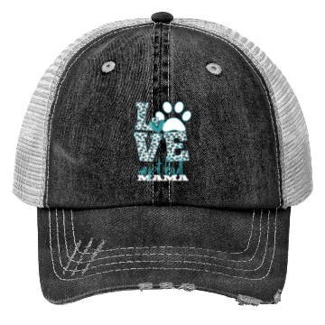 Discover Pitbull Mama Leopard Print Paw Love Trucker Hats
