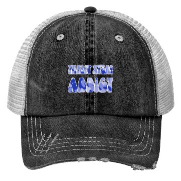 Discover Thrift Store Addict blue camo Trucker Hats