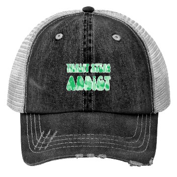 Discover Thrift Store Addict green camo Trucker Hats
