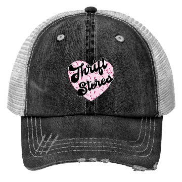 Discover Thrift Stores pink floral heart Trucker Hats