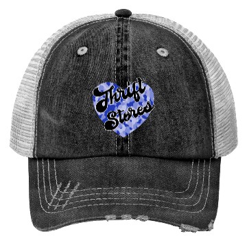 Discover Thrift Stores blue camo heart Trucker Hats