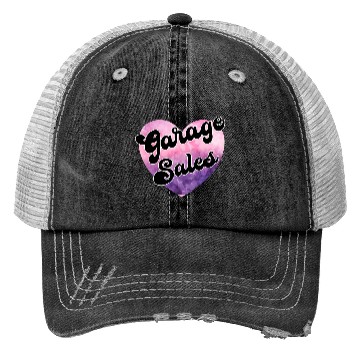 Discover Garage Sales purple pink watercolor heart Trucker Hats