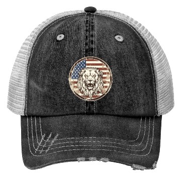 Discover Lion and american Flag Trucker Hats