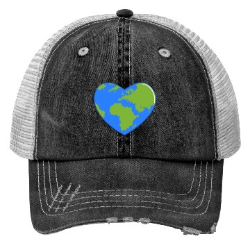 Discover Earth Day World Map as Love Heart Trucker Hats
