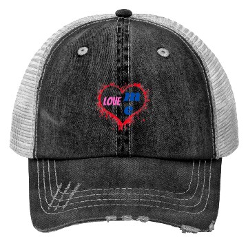 Discover Pink Blue Illustrated Love Me Trucker Hats