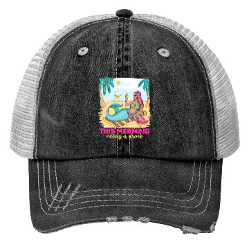 Discover This Mermaid Needs a Drink Fantasy Beach Outing Trucker Hats