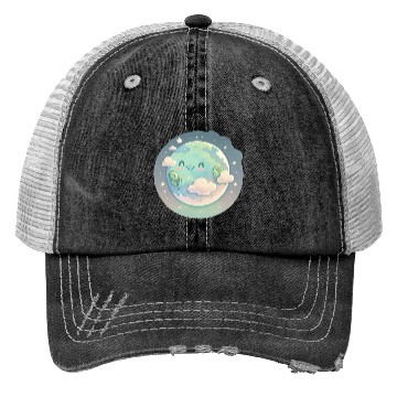 Discover Earth Happy Lovers Space Science Planet Trucker Hats