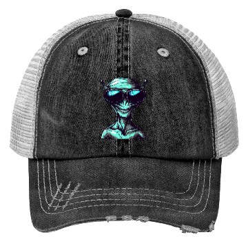 Discover Cool Green Alien with Sunglasses Trucker Hats