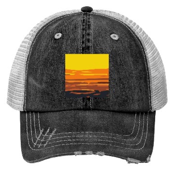 Discover Sunset Rectangle Trucker Hats