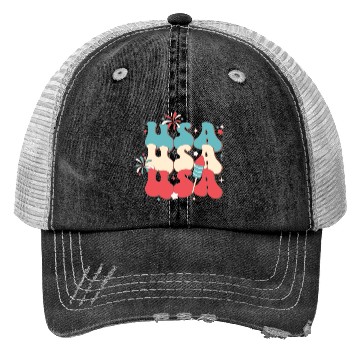 Discover USA And Fireworks, Independence Day Trucker Hats
