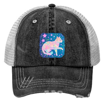 Discover Neon Star Cat Trucker Hats