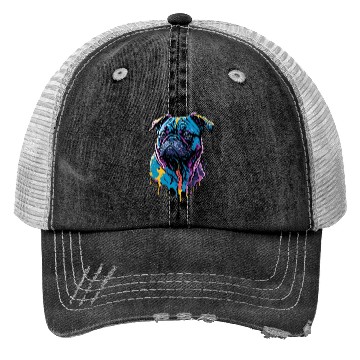 Discover Neon Pug Dog Trucker Hats