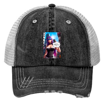 Discover Cyberpunk Waifu Influencer Design 5 Trucker Hats