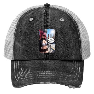 Discover Cyberpunk Waifu Influencer Design 6 Trucker Hats